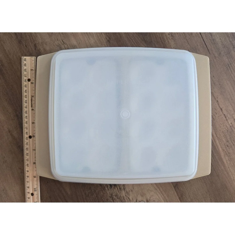 Vintage Tupperware Deviled Egg Carrier Almond Beige 723-3 Tray 724-4 Inserts Lid